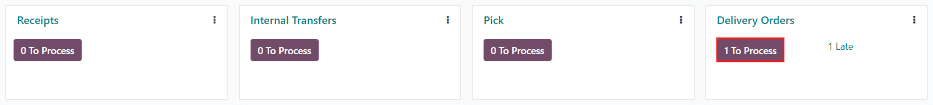 Puede ver la orden de envío desde la vista kanban en Inventario. 