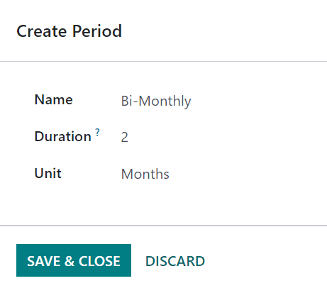 Formulario emergente de periodo de tiempo personalizado en Ventas.