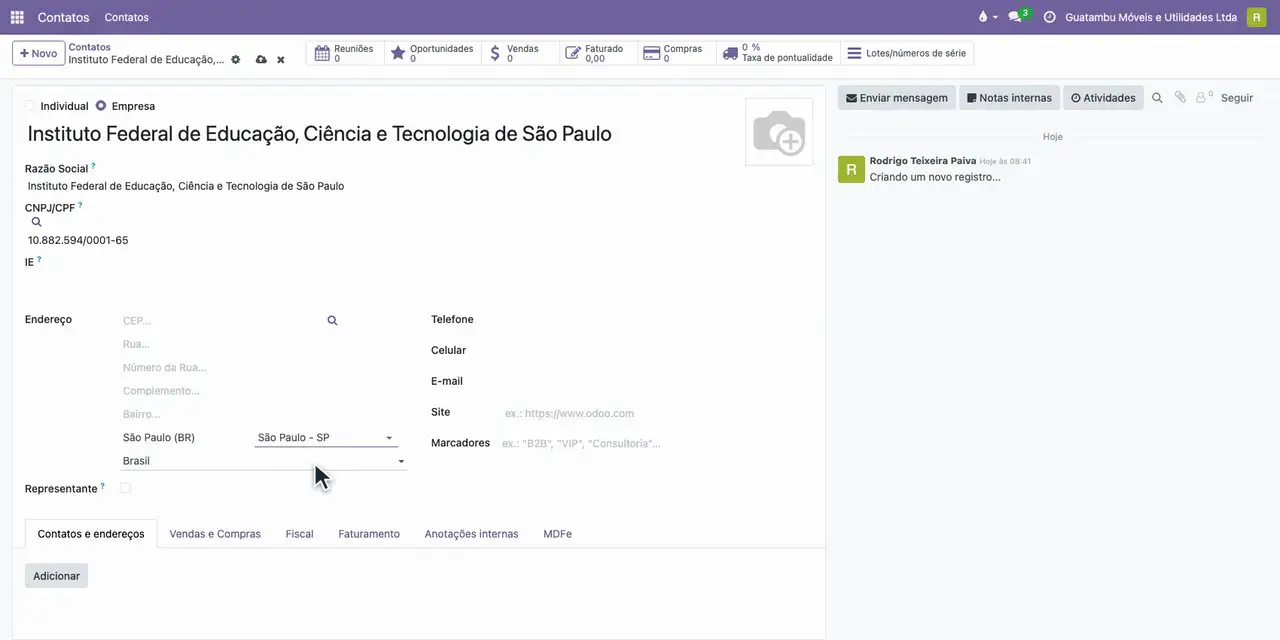 Escolha o Estado São Paulo e a Cidade São Paulo.