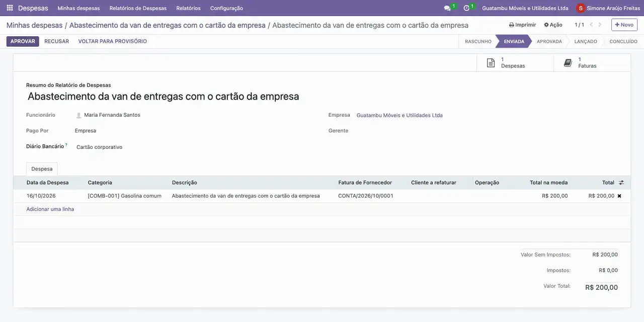 Clique em Criar relatório e em Enviar ao gestor.