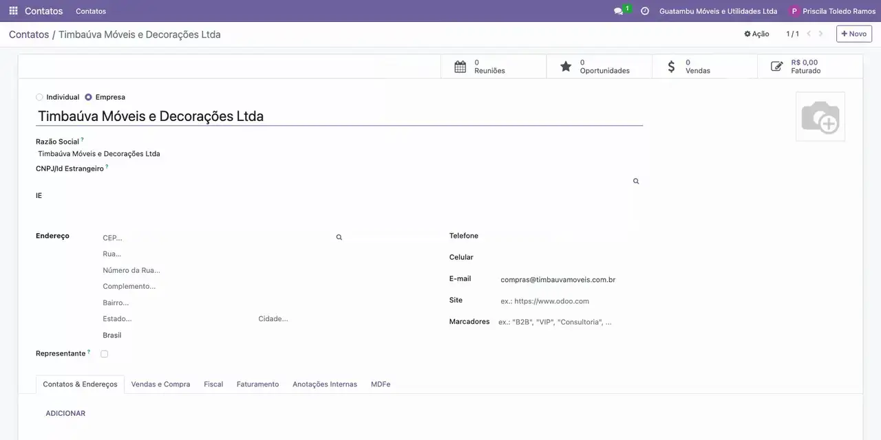 No aplicativo Contatos, pesquise Timbaúva e abra o cadastro do cliente.