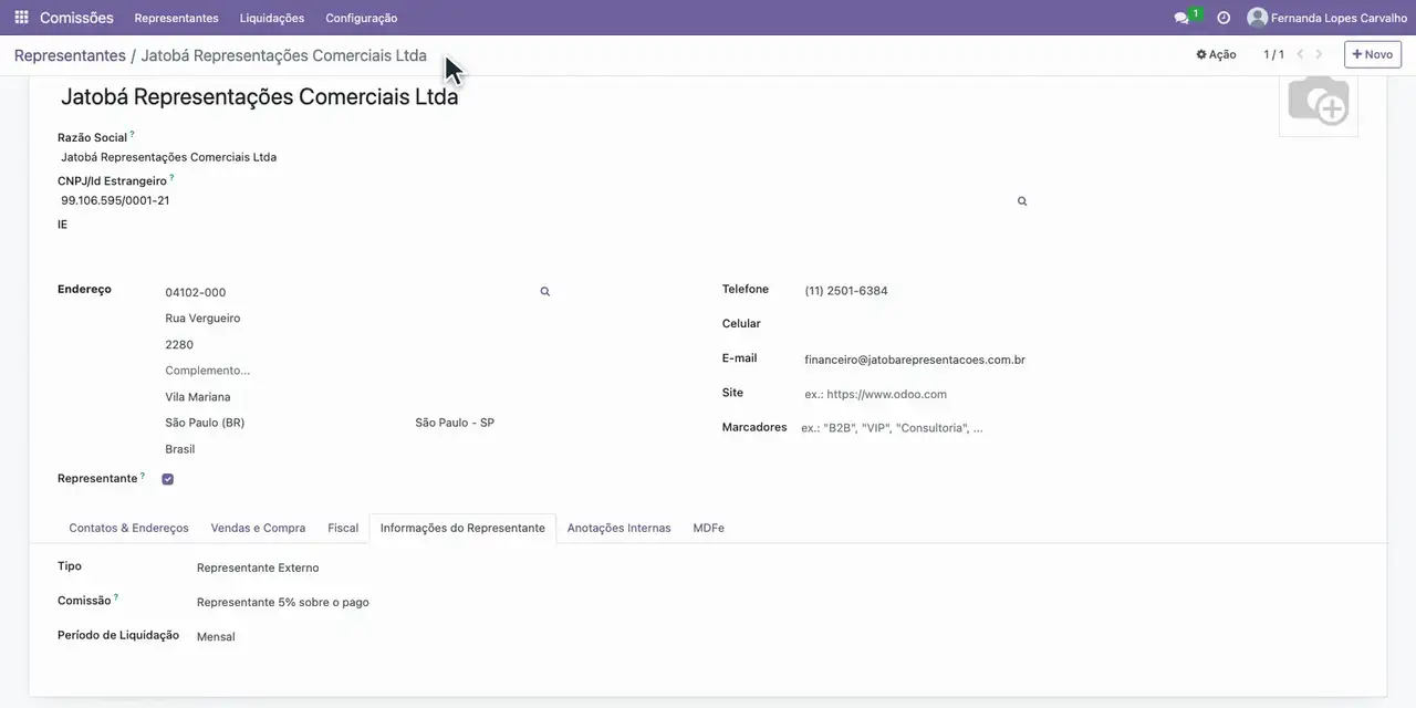 Abra a Jatobá em Representantes, marque Representante e, na aba Informações do Representante, escolha o tipo e Mensal.